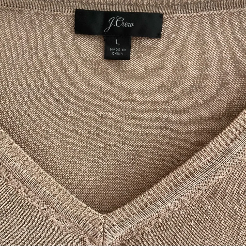 J. Crew Side Button Linen Blend V-Neck Sweater